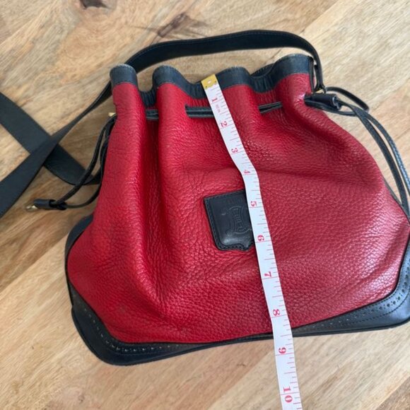 Celine Vintage Drawstring Red/Black Shoulder Bag - Picture 9 of 10